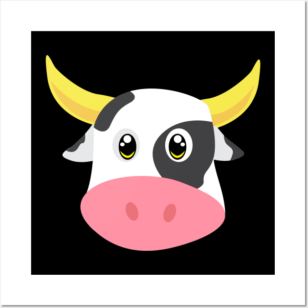 Cute Cow - Cowface Bow farmers Face Wall Art by Shirtbubble